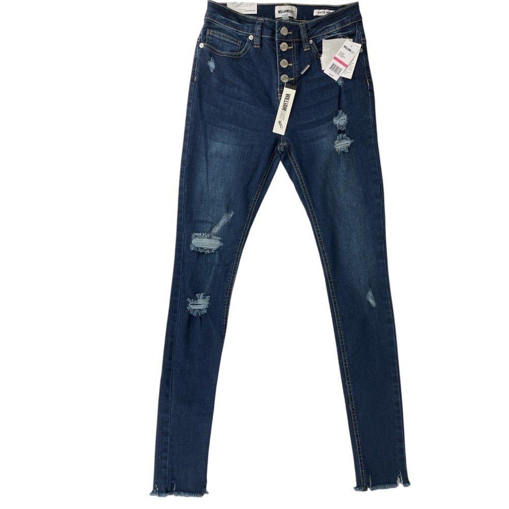 William Rast Womens Sculpted High Rise Skinny Distressed Blue Jeans Size 26 NWT
